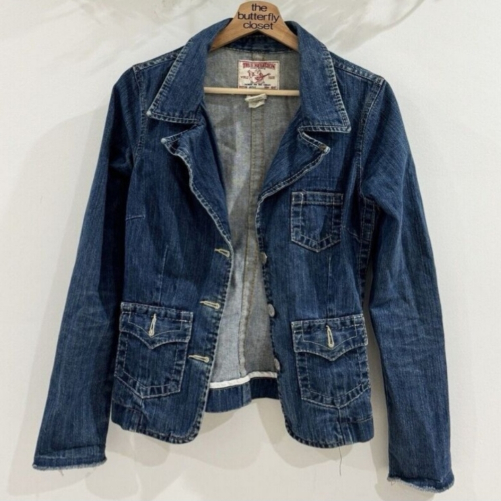 Vintage Y2K True Religion Jackie Blue Denim Jacket Small